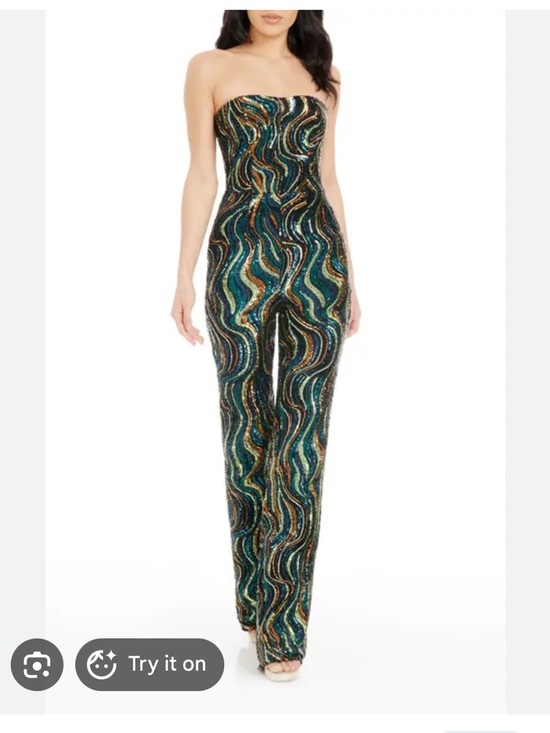 Dress the Population Pants - Dress the Population Andy Abstract Sequin Jumpsuit Size M Party